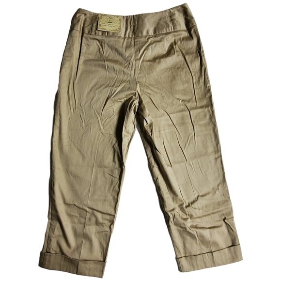 Cato Tan Solid Capri Pants with Belt Loops and Faux Pockets Sz 8 - Picture 2 of 15
